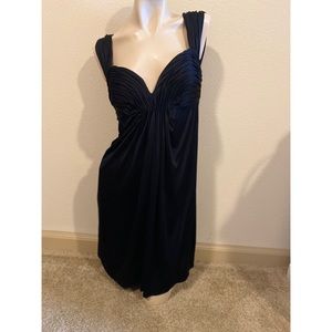 Foley Low Cut 100% Silk Black Ruched Dress sz XS